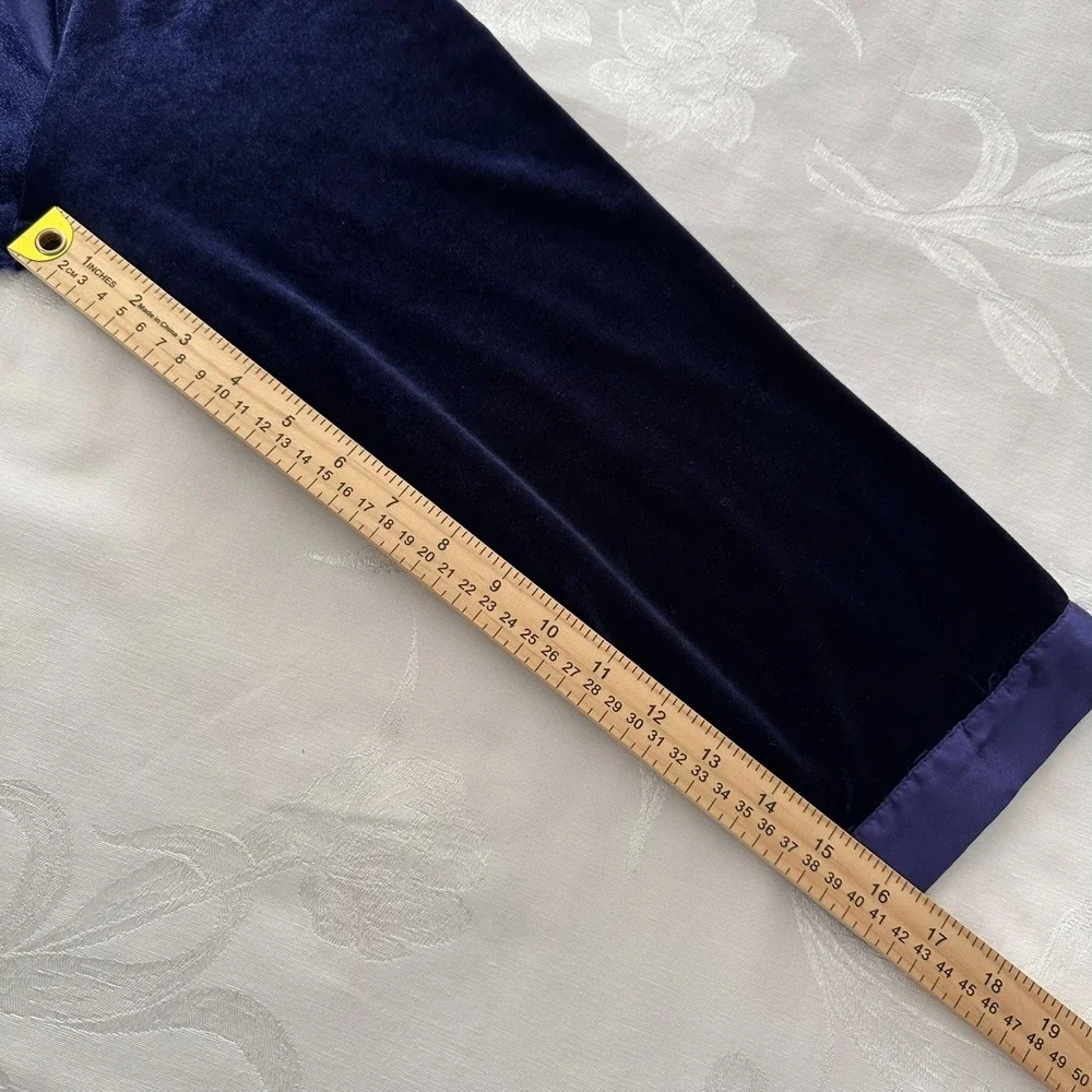 Oscar de la Renta (L-XL) Pink‎ Label Velour Velvet Satin Caftan Purple Blue Robe
